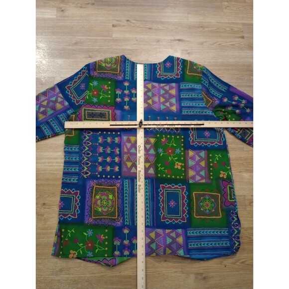 VINTAGE Maggie Sweet Blouse Top Womens 2X Button Up Floral Tapestry Long Sleeve - Picture 8 of 12